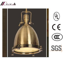 Lampe suspendue industrielle en laiton antique en fonte métallisée